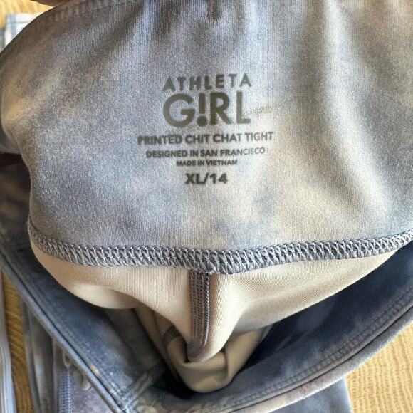 Athleta GIRL set of 2 leggings Chit Chat and Ribbed XL 14 - Picture 3 of 12